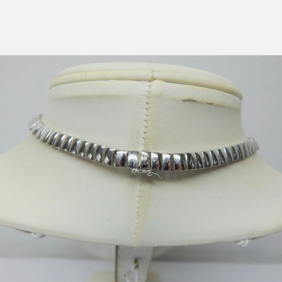 925 Solid Sterling Channel set CZ NECKLACE heavy 35g Gorgeous 😍 signed - Picture 6 of 12